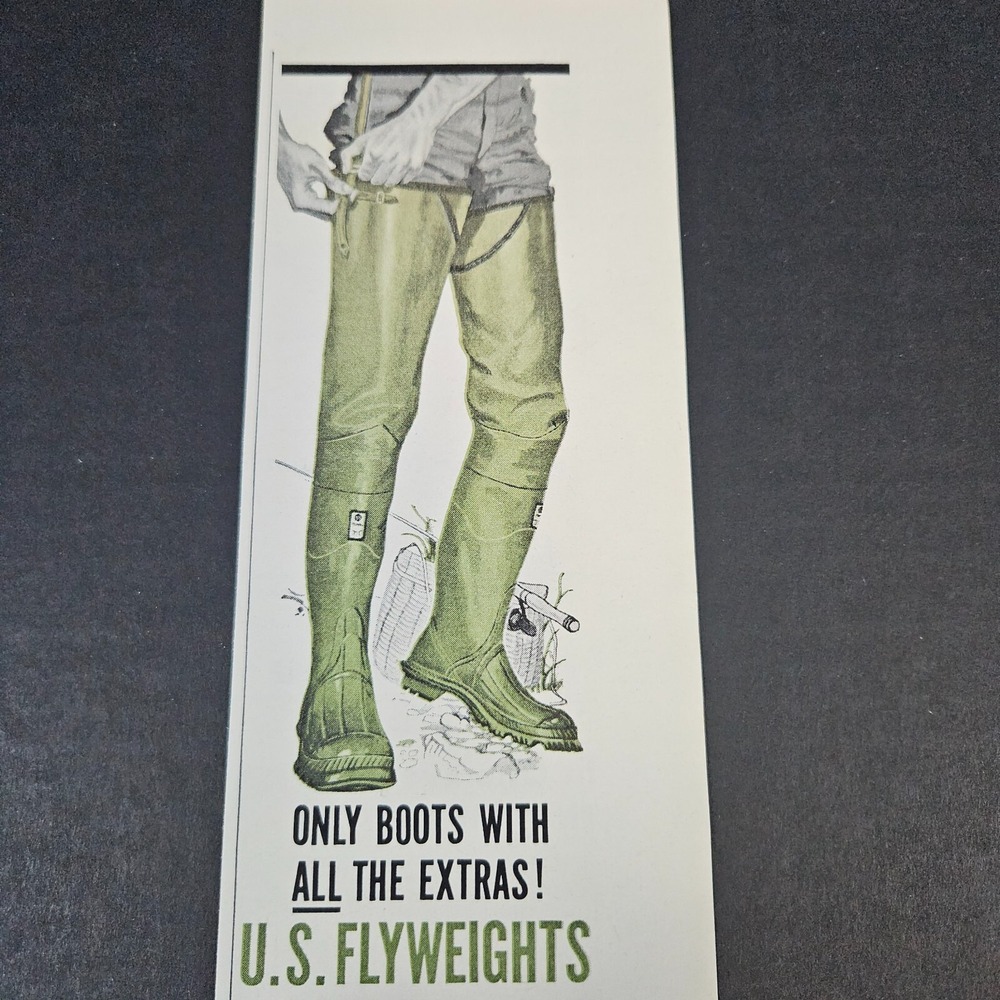 1962 United States Rubber Flyweight Thigh Boots Waders Vintage Print Ad New York